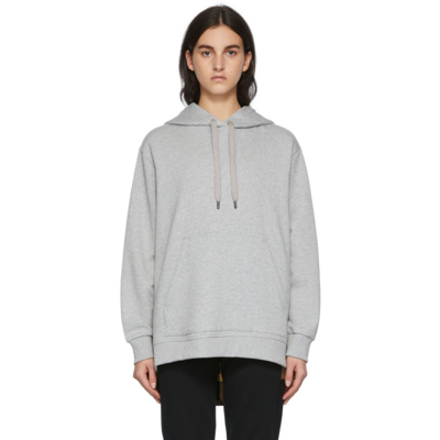 Burberry Betty Check Back Panel Oversize Cotton Hoodie In Grey