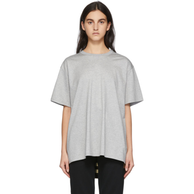 Burberry Megan Check Back Panel Oversize Cotton T-shirt In Grey