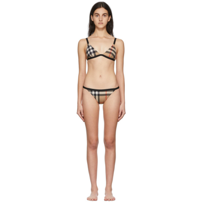 Burberry Beige Vintage Check Triangle Loing Bikini In Default Title