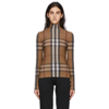 BURBERRY BROWN STRETCH JERSEY TURTLENECK TOP