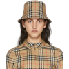 BURBERRY BEIGE VINTAGE CHECK BUCKET HAT