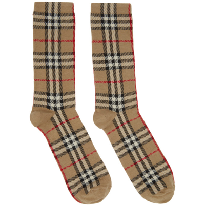 Burberry Beige Vintage Check Socks In Archive Beige