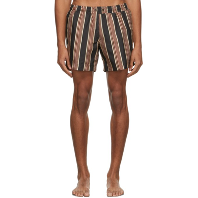 Commas Shadow Vertical-stripe Swim Shorts In Black