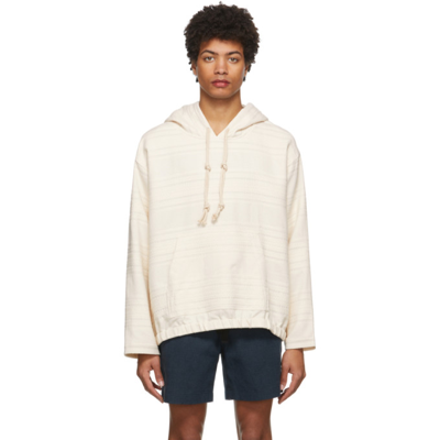 Commas Off-white Textured Stripe Hoodie In Crème