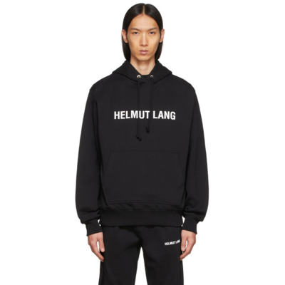 Helmut Lang Logo印花抽绳连帽衫 In Black