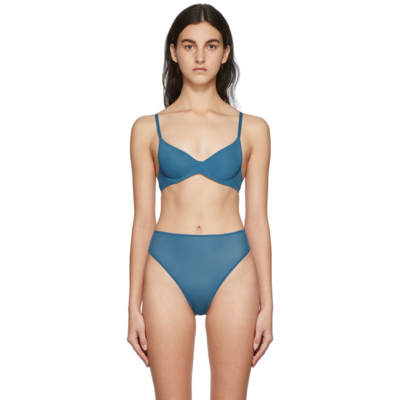 Skims Navy Jelly Sheer Underwire Bra In Ocean