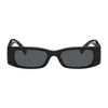 Valentino Black Thin Rectangular Sunglasses In 500187 Black
