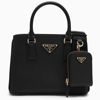 PRADA BLACK SAFFIANO LEATHER PRADA HOLIDAY SMALL SHOULDER BAG,1BA296V21NZV-K-PRADA-F0632