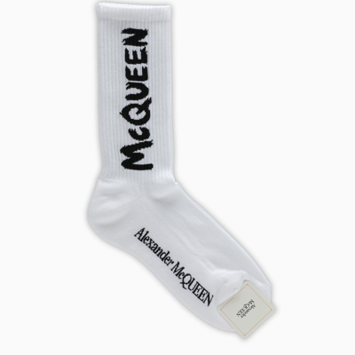 Alexander Mcqueen White Socks With Logo Print