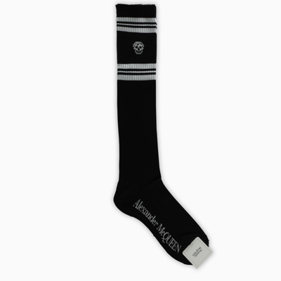 Alexander Mcqueen Black Socks With Logo And Skull Print