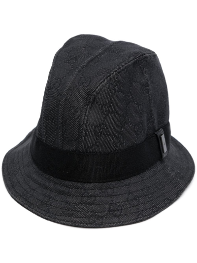 Pre-owned Gucci 1990-2000s Gg Pattern Bucket Hat In Black