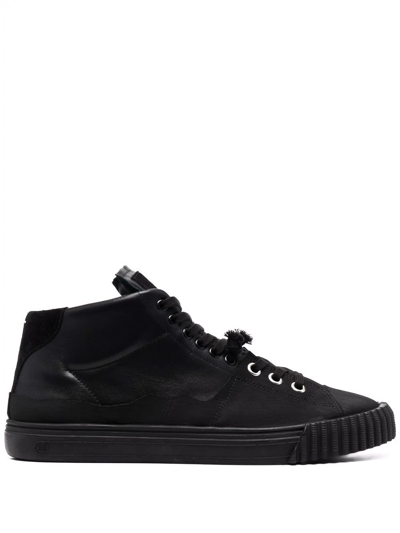 Maison Margiela High-top Lace-up Sneakers In Black