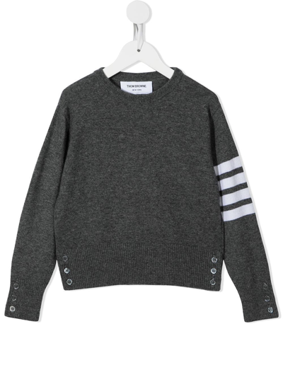 Thom Browne 4-bar Crew Neck Cashmere Jumper In Grey