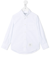 Thom Browne Logo-tag Cotton Shirt In White