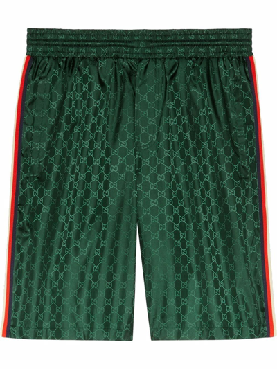 Gucci Gg Nylon Jacquard Swim Shorts In Green