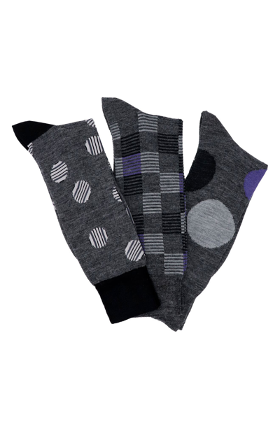 Lorenzo Uomo Dress Crew Socks In Medium Grey