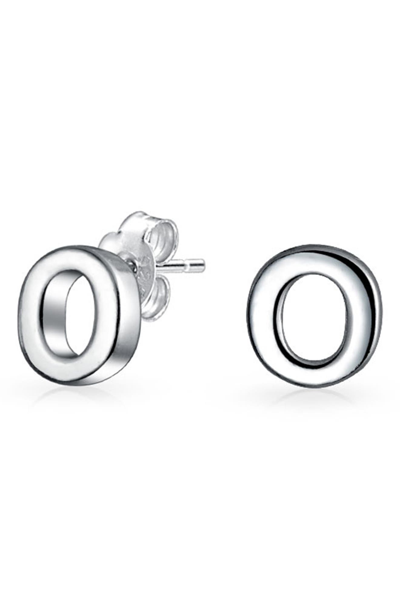 Bling Jewelry Capital Abc Minimalist Stud Earrings In Silver-o
