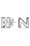 Bling Jewelry Capital Abc Minimalist Stud Earrings In Silver-n