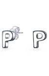 Bling Jewelry Capital Abc Minimalist Stud Earrings In Silver-p