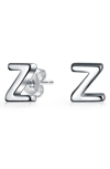 Bling Jewelry Capital Abc Minimalist Stud Earrings In Silver-z