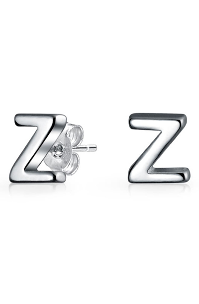 Bling Jewelry Capital Abc Minimalist Stud Earrings In Silver-z