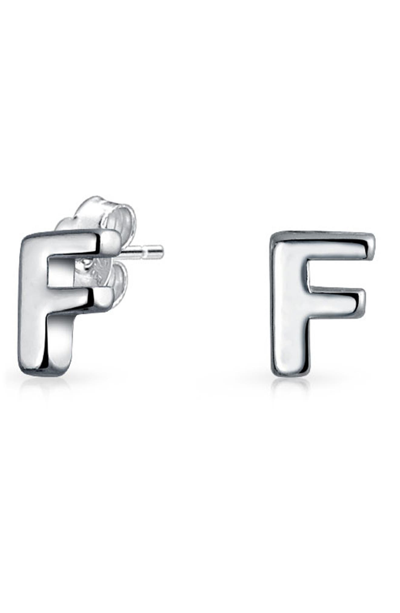 Bling Jewelry Capital Abc Minimalist Stud Earrings In Silver-f