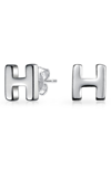 Bling Jewelry Capital Abc Minimalist Stud Earrings In Silver-h
