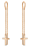 Bling Jewelry Cross Threader Drop Earrings In Pink