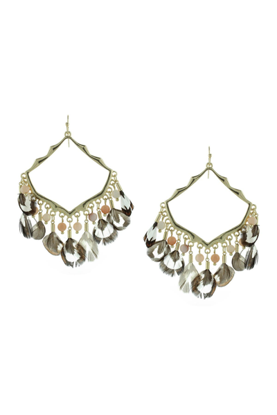 Olivia Welles Feather Drop Earrings In Gold-multi