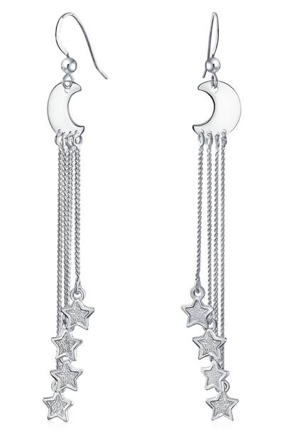 Bling Jewelry Celestial Moon & Star Drop Earrings In Grey