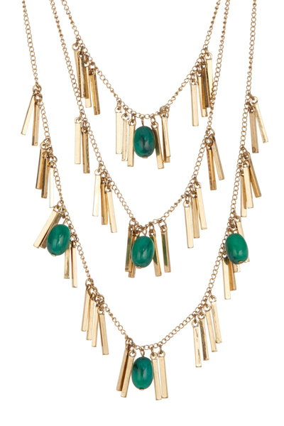 Olivia Welles Layers Of Fun Metal Fringe Necklace In Gold-green