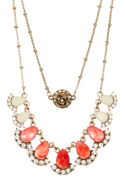 Olivia Welles Taila Layered Multi-stone Necklace In Gold-red