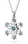 Bling Jewelry Sterling Silver Snowflake Pendant Necklace In Blue