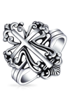 Bling Jewelry Christian Religious Fleur Ring In Silver
