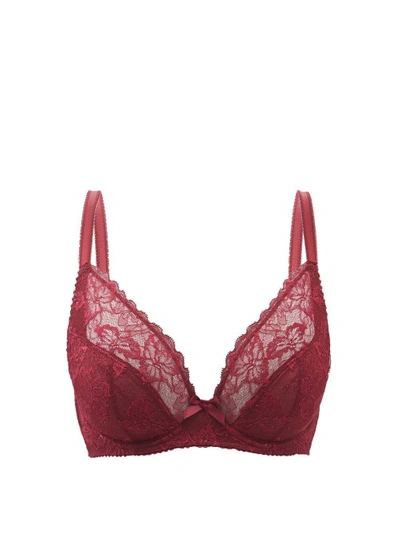 Agent Provocateur Leni Embroidered-lace Underwired Bra In Red