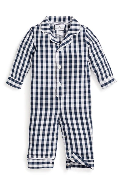 Petite Plume Babies' Gingham Coverall In Navy Gingham