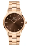 DANIEL WELLINGTON ICONIC LINK MAHOGANY BRACELET WATCH, 36MM,DW00100461