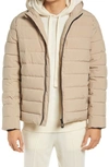 Noize High Pile Fleece Lined Hooded Puffer Jacket In Sand