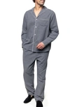 Petite Plume Men's Classic Flannel Pajama Set In Grey