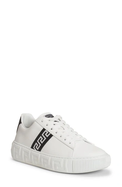 Versace Greca Low Top Sneaker In White Black
