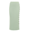 Tory Burch Ribbed Metallic Wool-blend Midi Skirt In Clear Mint