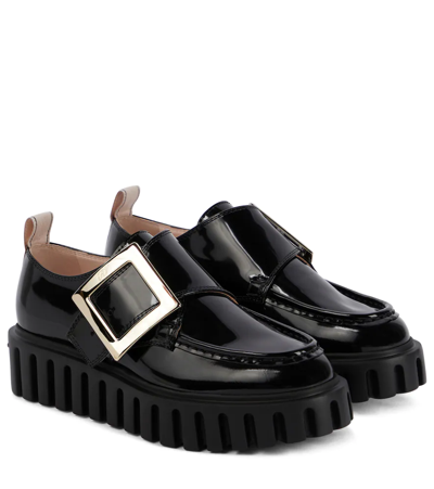 Roger Vivier Viv' Go-thick Crystal-embellished Platform Leather Loafers In Nero