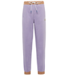 Moncler Faux Leather-trimmed Cotton-blend Jersey Track Pants In Lilac