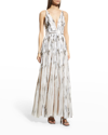 Dress The Population Samira V-neck Sequin Gown In Whitesilver