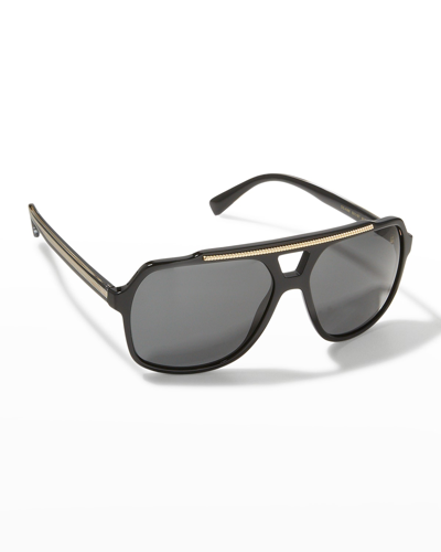 Dolce & Gabbana Men's Aviator Acetate Sunglasses In Blue