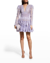 Bronx And Banco Megan Lace Illusion Mini Dress In Lavender