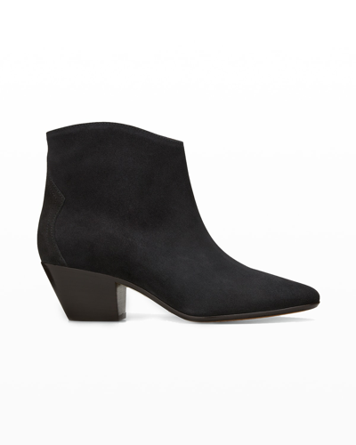 Isabel Marant Dacken Suede Western Ankle Booties In Faded Black