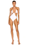 Rosetta Getty Drawstring Bandeau One Piece Swimsuit In White