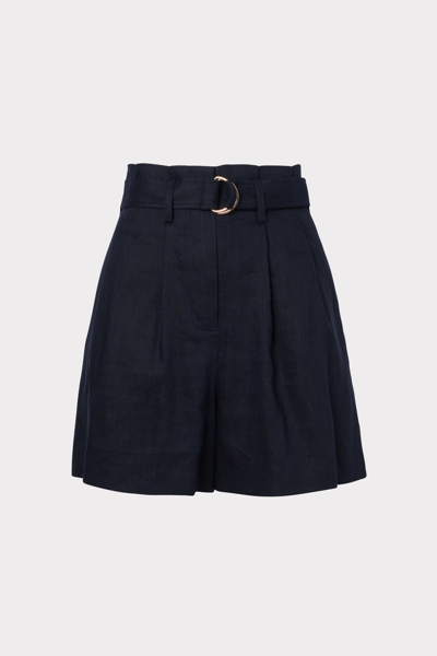 Milly Nalia High-rise Pleated Shorts In Navy