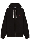 Polo Ralph Lauren Zip Sweatshirt With Front Pockets And Hood In Black